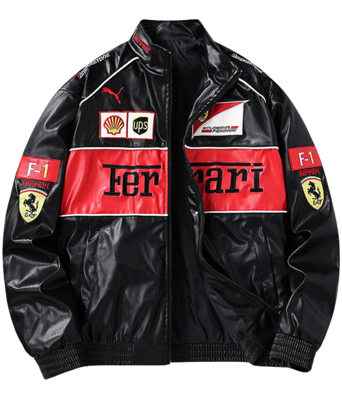 90's Vintage Scuderia Leather Racing Jacket | Premium Ferrari Style - Sport Idea
