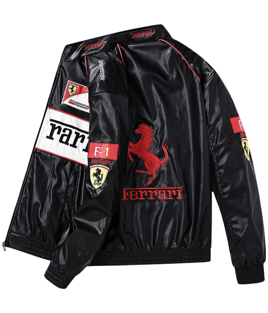 90's Vintage Scuderia Leather Racing Jacket | Premium Ferrari Style - Sport Idea