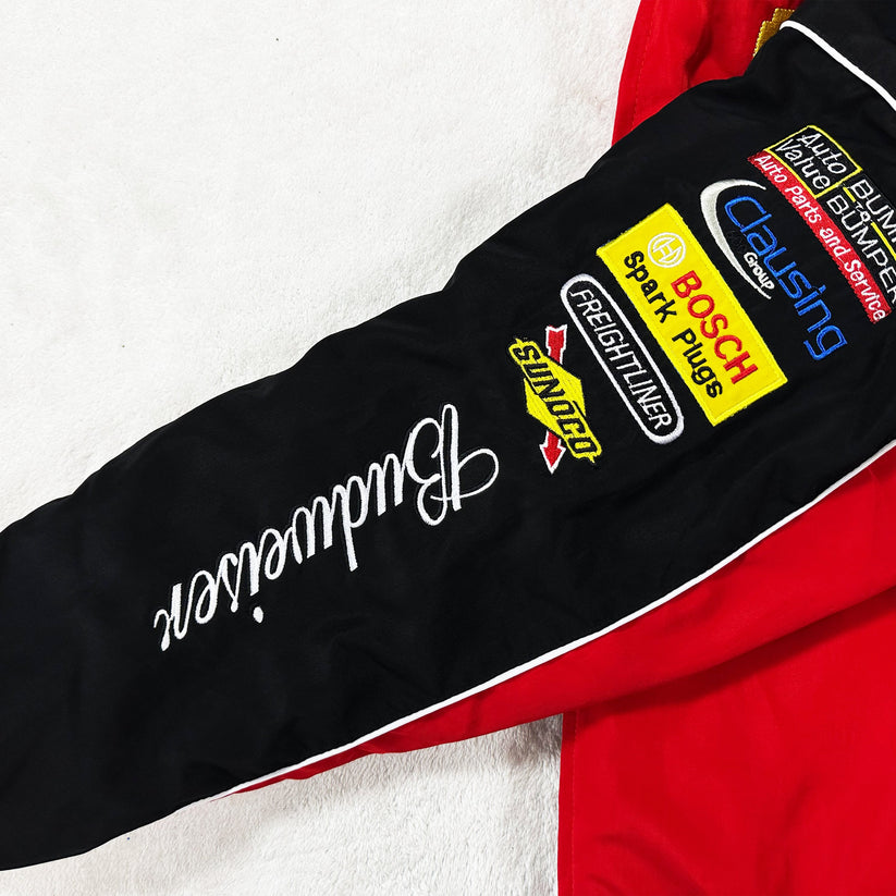 Budweiser Red Vintage Racing Jacket | Classic & Padded Style - Sport Idea