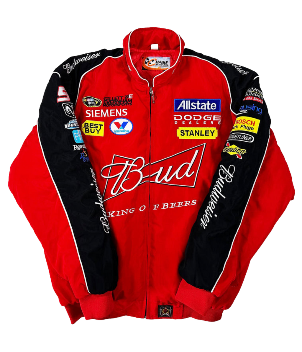 Budweiser Red Vintage Racing Jacket | Classic & Padded Style - Sport Idea