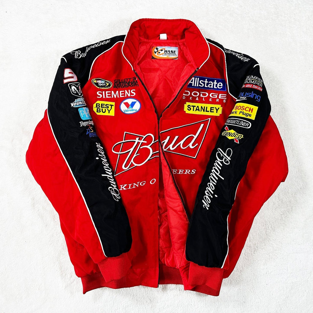 Budweiser Red Vintage Racing Jacket | Classic & Padded Style - Sport Idea