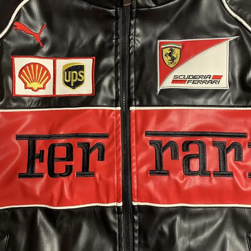 90's Vintage Scuderia Leather Racing Jacket | Premium Ferrari Style - Sport Idea