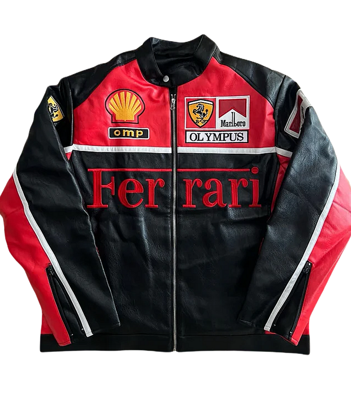 Ferrari Leather Jacket Marlboro Edition | Premium Padded Racing Style - Sport Idea