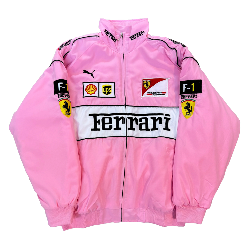 Vintage Pink Scuderia Racing Jacket | Padded Ferrari Style - Sport Idea