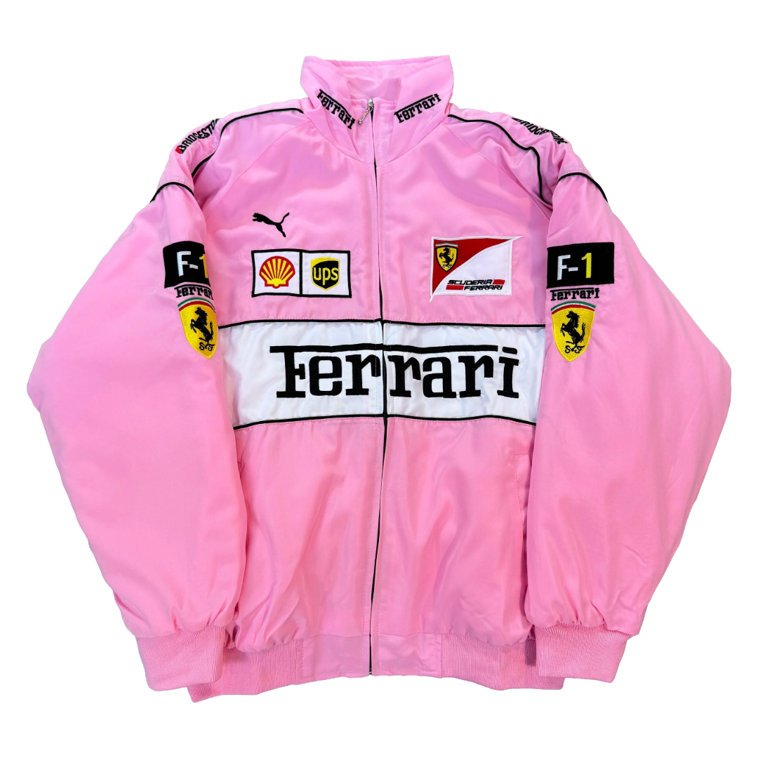 Vintage Pink Scuderia Racing Jacket | Padded Ferrari Style - Sport Idea
